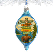 Alaska Bear Destination Signs Handblown Mercury Glass Christmas Ornament by G. Debrekht - 757-057