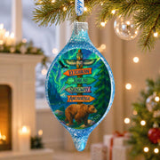 Alaska Northern Lights Bear Handblown Mercury Glass Christmas Ornament by G. DeBrekht - 757-058