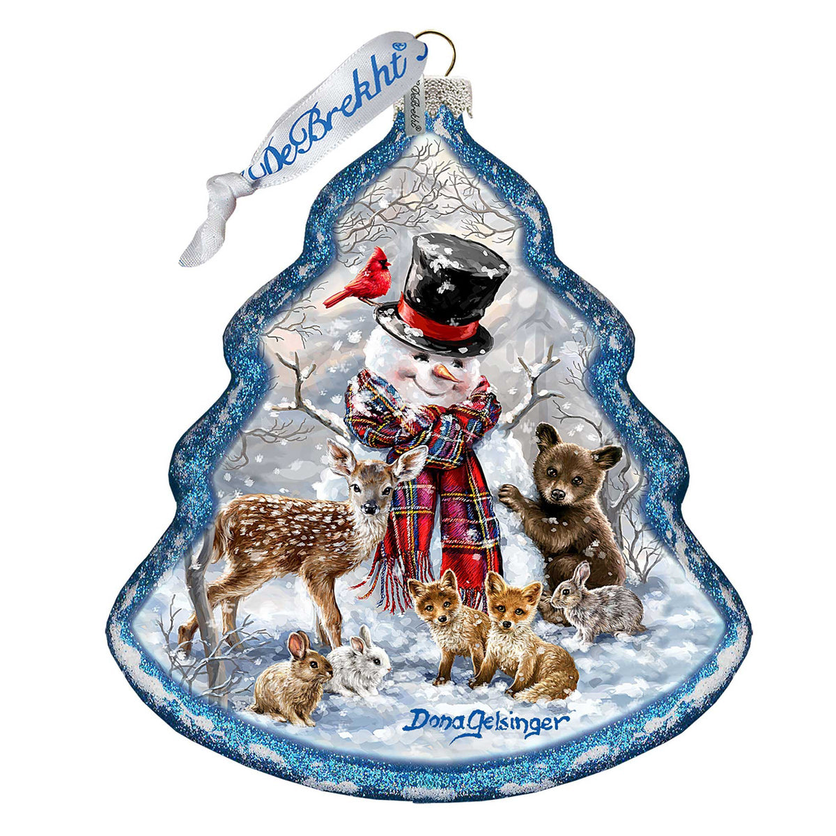Forest Friends Tree Glass Ornament by D. Gelsinger - Christmas Santa Snowman Decor - 762-109-DG