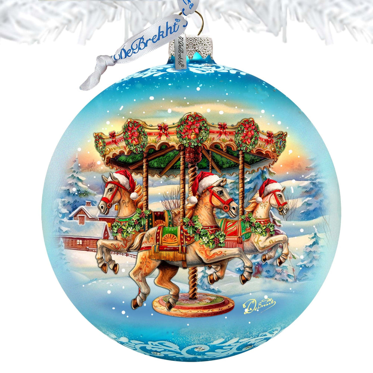 Winter Carousel Lg Glass Ornament by G.Debrekht - Christmas Holiday Decor - 73950