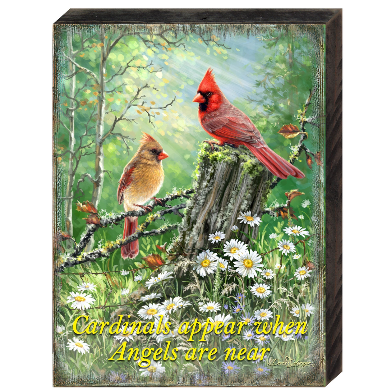 Cardinals Appear When Angels Are Near Wooden Wall Art by D. Gelsinger - Nativity Holiday Decor - 95665B-1616-DG