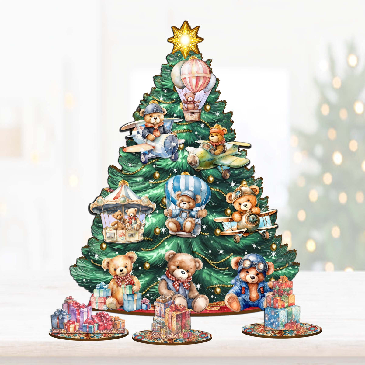 Teddy Bear Christmas Tree Eco Wood Set