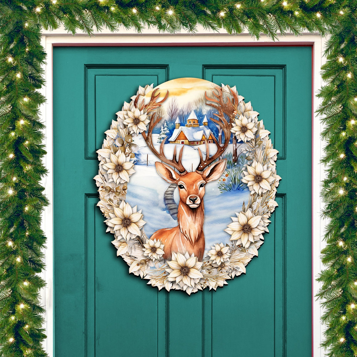 Majestic Forest Deer Holiday Door Decor