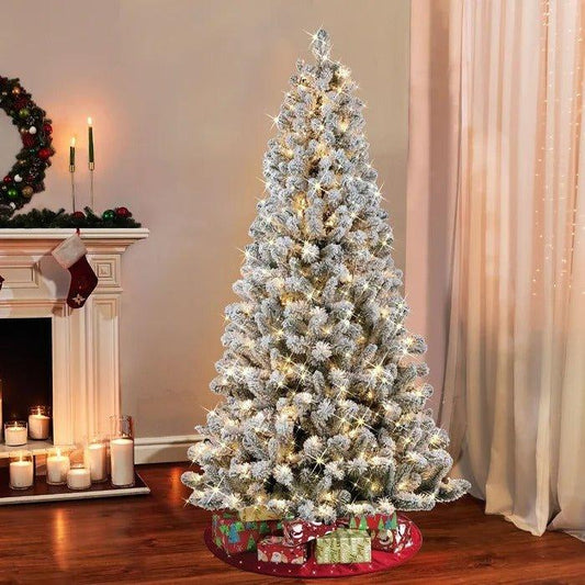 78" Flocked Virginia Pine Artificial Christmas Tree with 300 Clear Lights - Christmas Trees USA