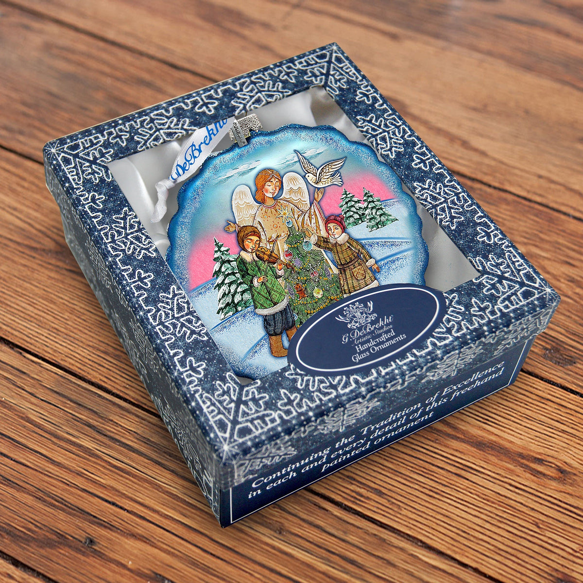 Winter Blessing Flower Glass Ornament by G. DeBrekht - Christmas Santa Snowman Decor - 759-021