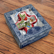 Winter Cardinals Cross Glass Ornament