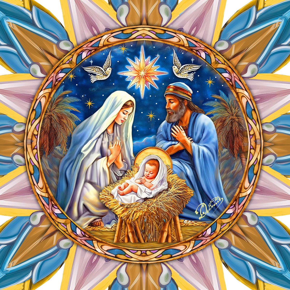 Christmas Story Star Tree Topper Wooden Decor by G. Debrekht - Nativity Holiday Decor - 89501