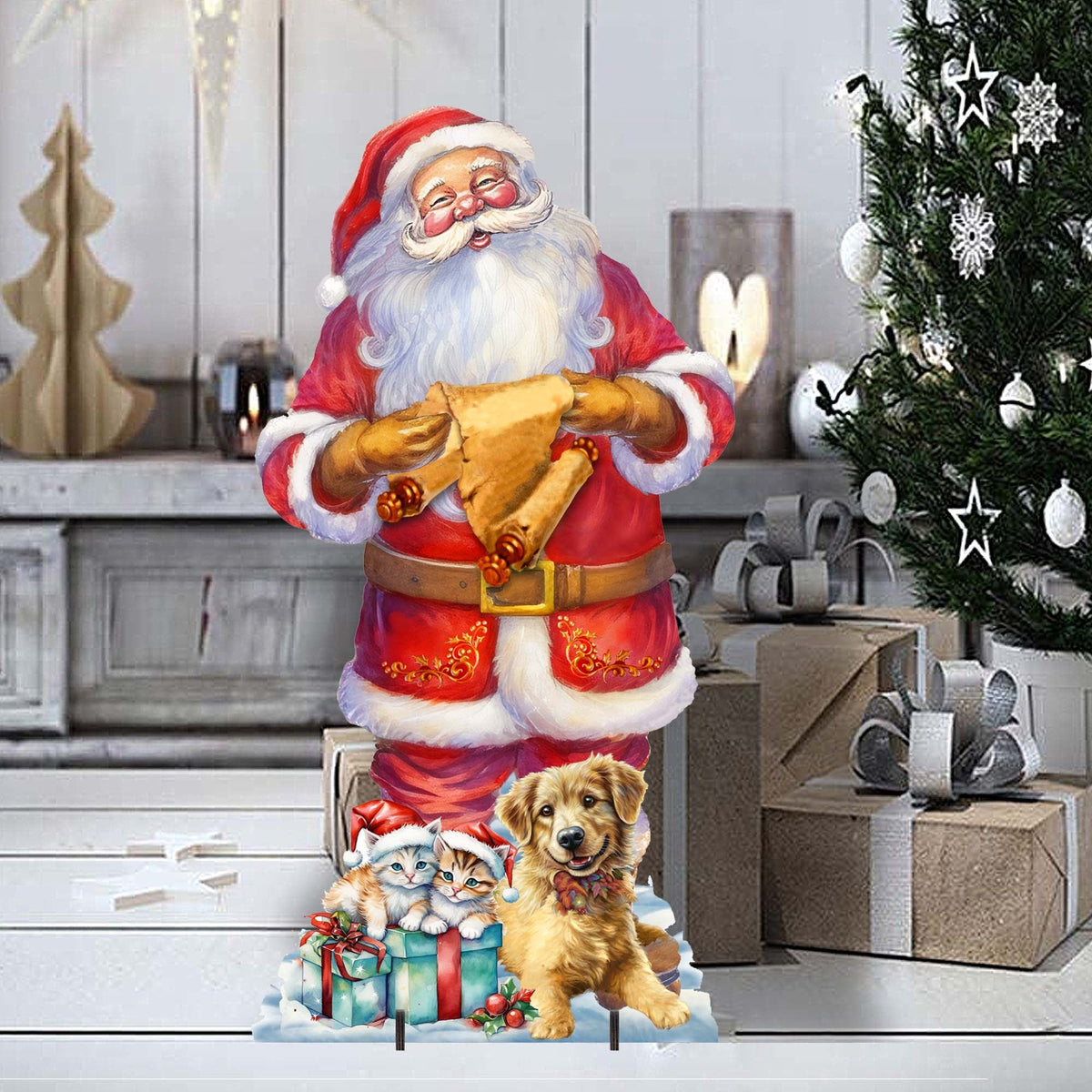 Celebrate with Santa: Santa with List Outdoor Decor by G. Debrekht - Christmas Santa Snowman Decor - 8611095F