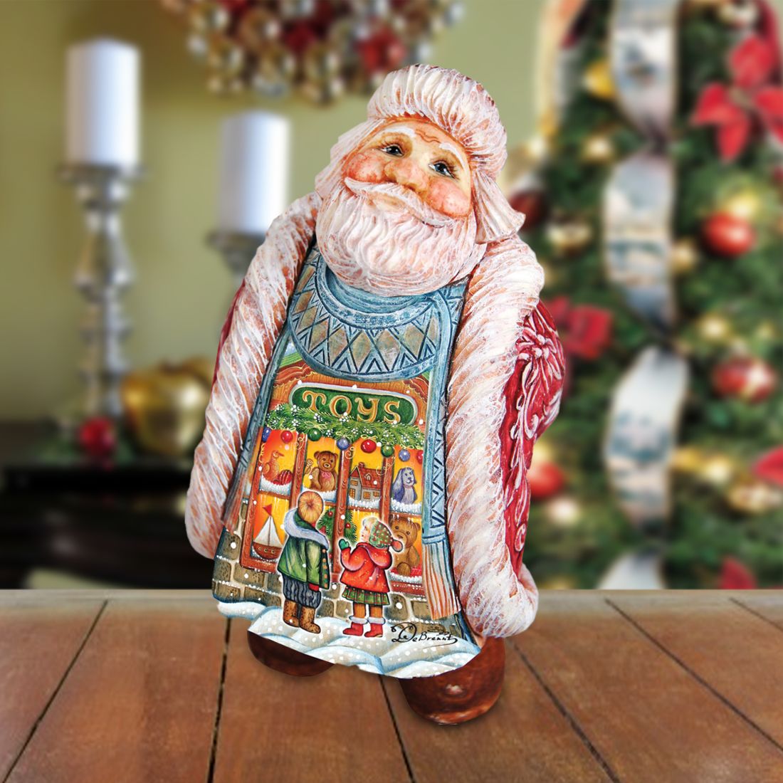 Santa with toy scene Handcrafted Christmas Figurine