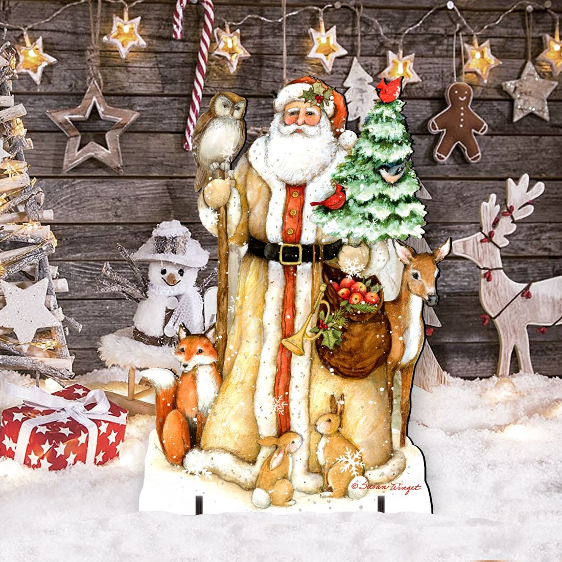 Ivory Santa Christmas Outdoor Decor by Susan Winget - Christmas Santa and Snowman Decor - 8471106F-SW
