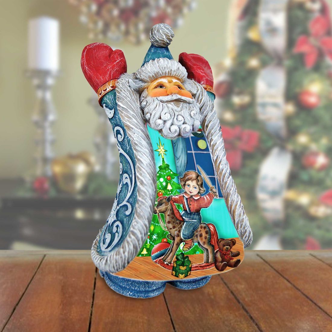 Rocking Horse Fun Santa Handcrafted Christmas Figurine