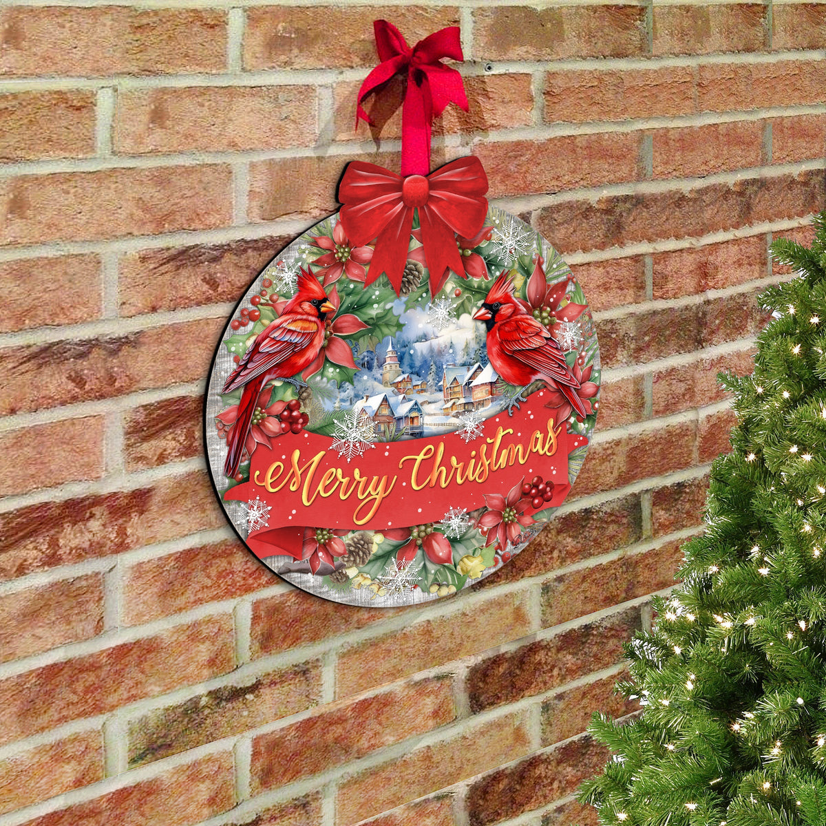 Merry Christmas Front Door Welcome Sign, Wooden Front Porch Decor by G. Debrekht Christmas Decor - 933121H
