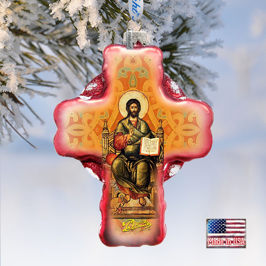 Jesus Cross Glass Ornament