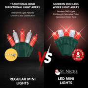 LED Mini Lights 5MM Red/Cool White Twinkle Green Wire - 6" Spacing