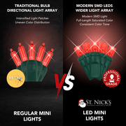 LED Mini Lights 5MM Red Twinkle Green Wire  6" Spacing