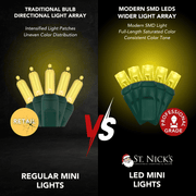 LED Mini Lights 5MM Yellow Static Green Wire - 6" Spacing