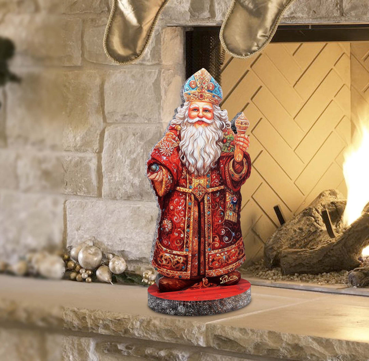 Festive Santa Limited Edition Centerpiece Wooden Figurine