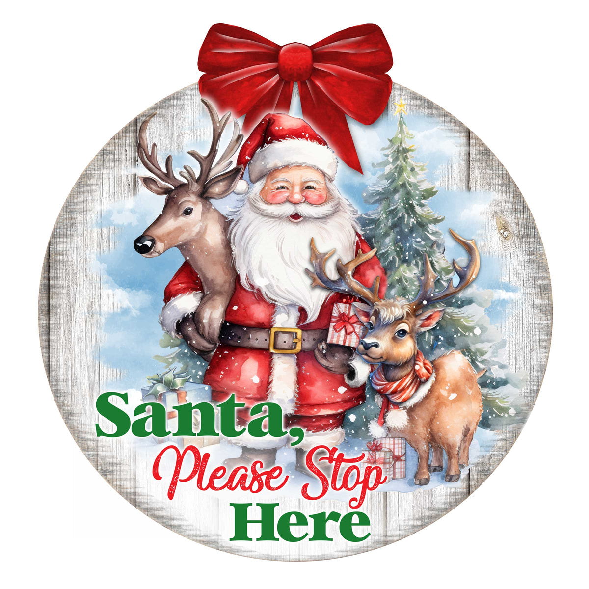 Santa Please Stop Here Sign Front door welcome sign Main entrance banner Welcome sign - Wooden front porch decor - 933116H
