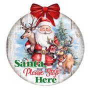 Santa Please Stop Here Sign Front door welcome sign Main entrance banner Welcome sign - Wooden front porch decor - 933116H