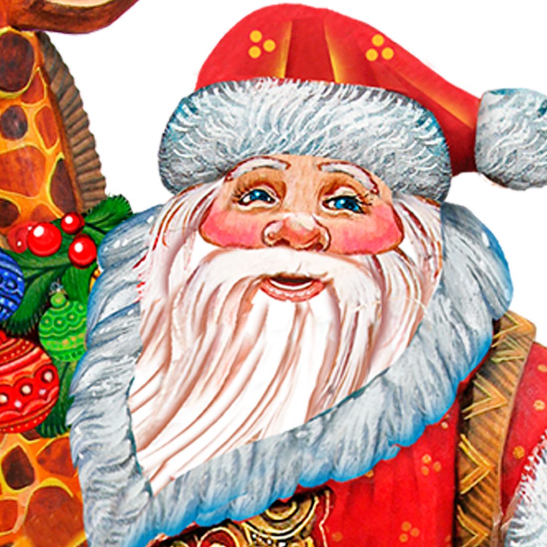Santa On Giraffe Outdoor Scene by G. DeBrekht - Christmas Santa Snowman Décor - 8111360F
