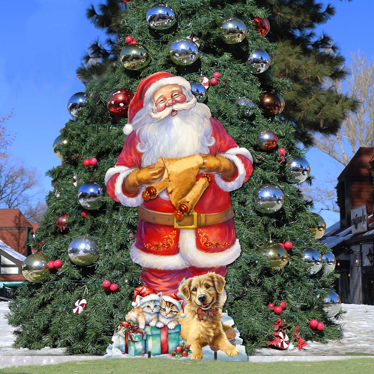 Celebrate with Santa: Santa with List Outdoor Decor by G. Debrekht - Christmas Santa Snowman Decor - 8611095F