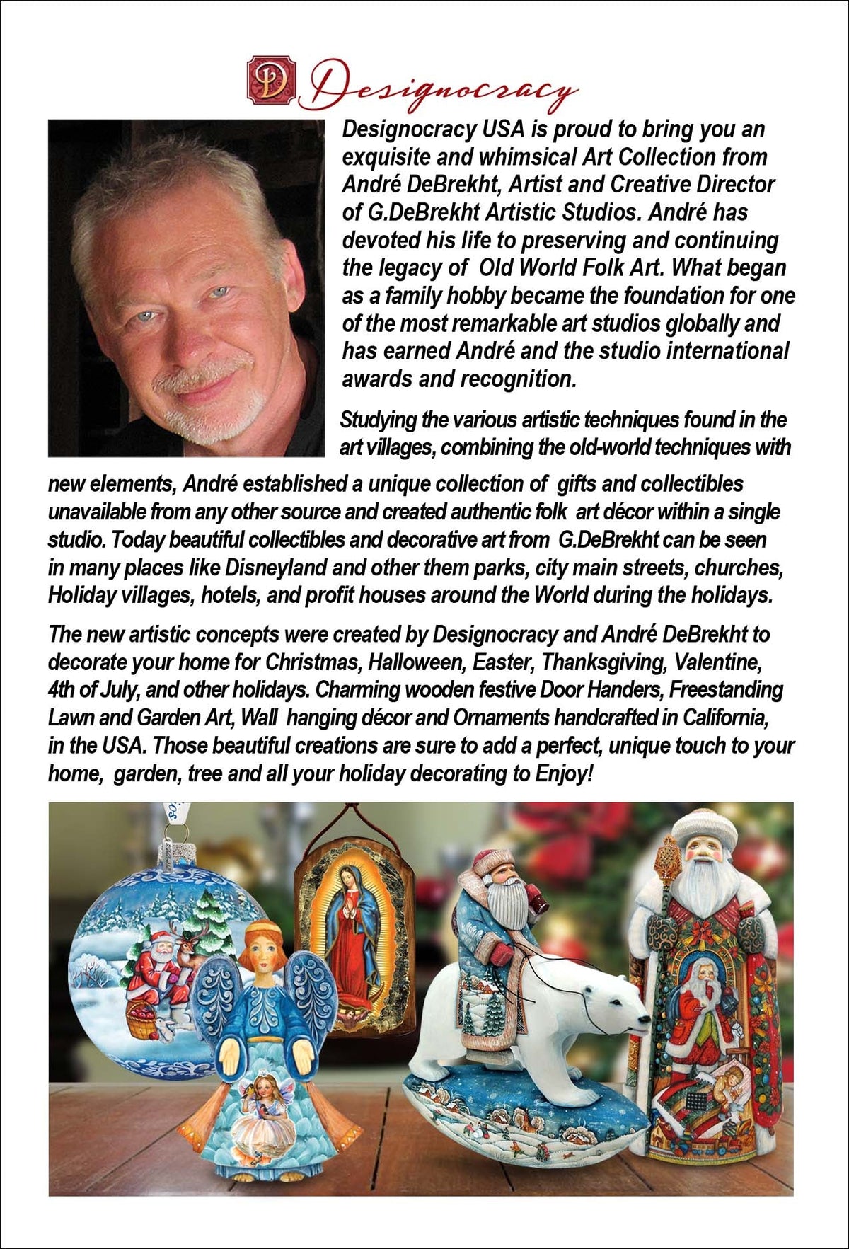 Holy Family Set of 3 Handcrafted Christmas Figurine - G. DeBrekht - Handpainted Nativity Holiday Decor - 53612-B3