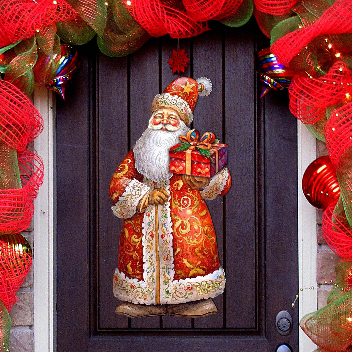 Santa with Forest Friends Holiday Door Decor