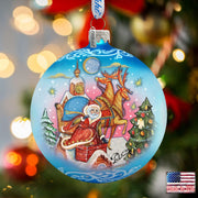 Christmas Is Coming Glass Ornament Set of 3 by G. DeBrekht - Christmas Santa Snowman Decor - 73741-S3