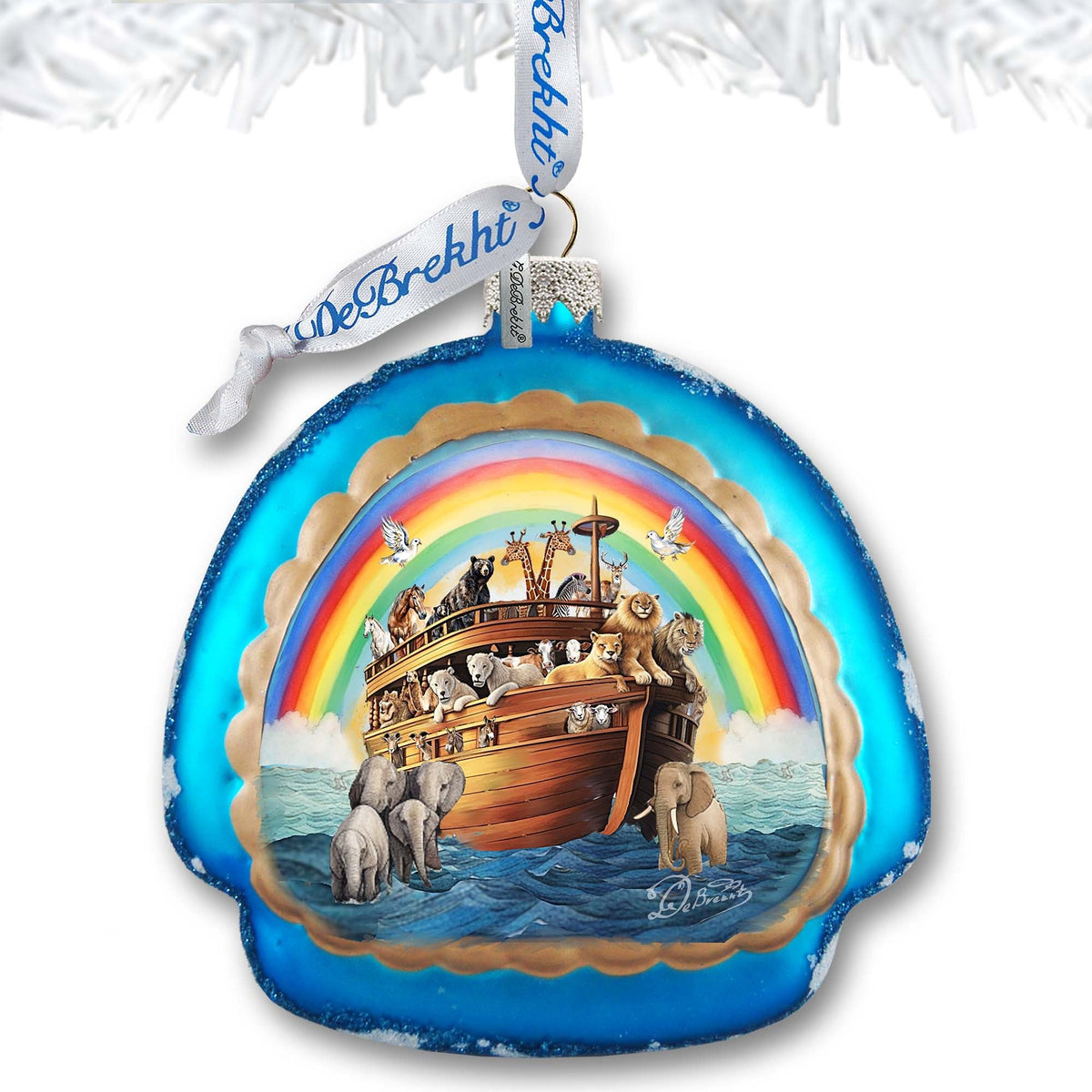 Noah's Arch Rainbow Glass Ornament by G. Debrekht - Christmas Decor - 756-022