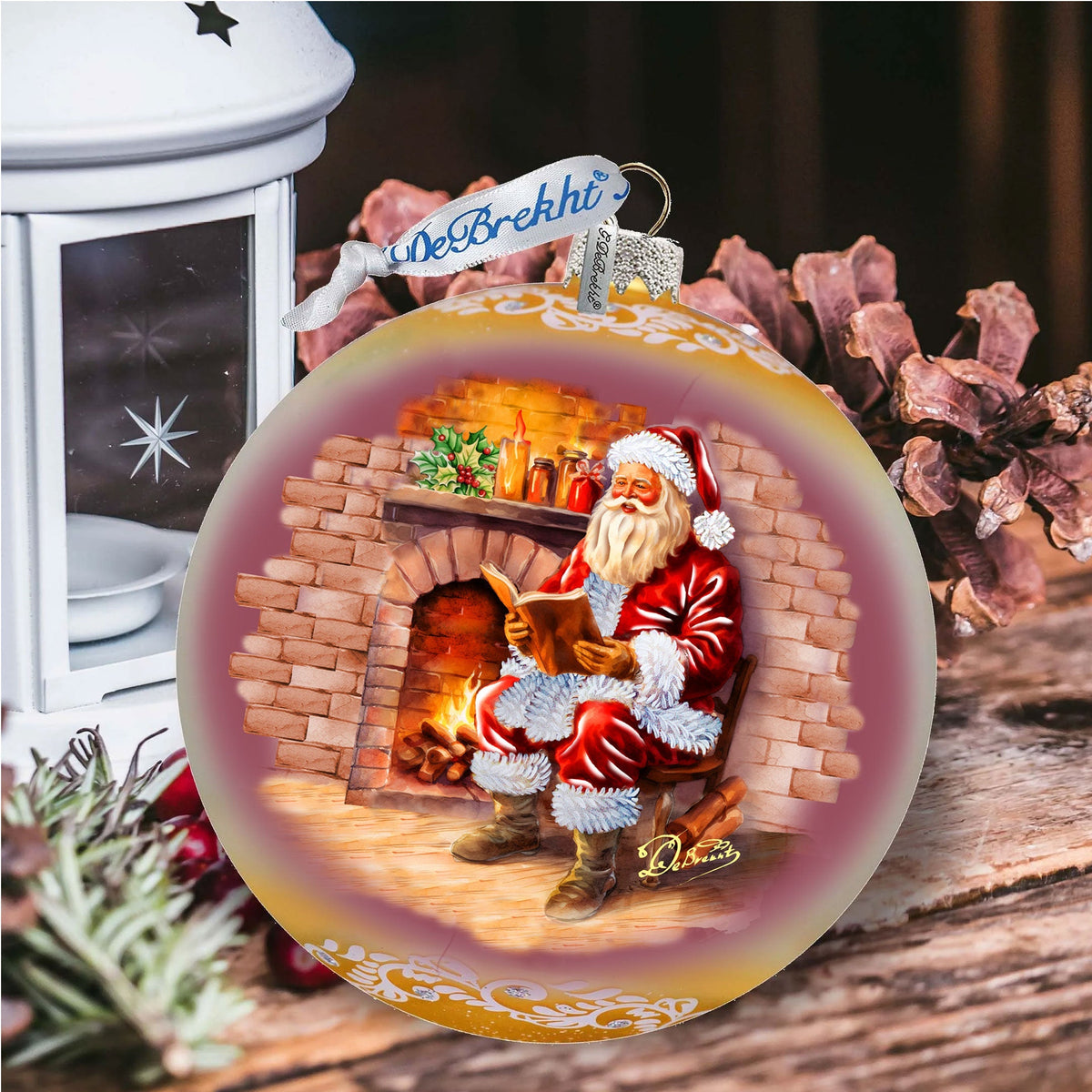 Chimney Side Storytime Large Glass Ornament