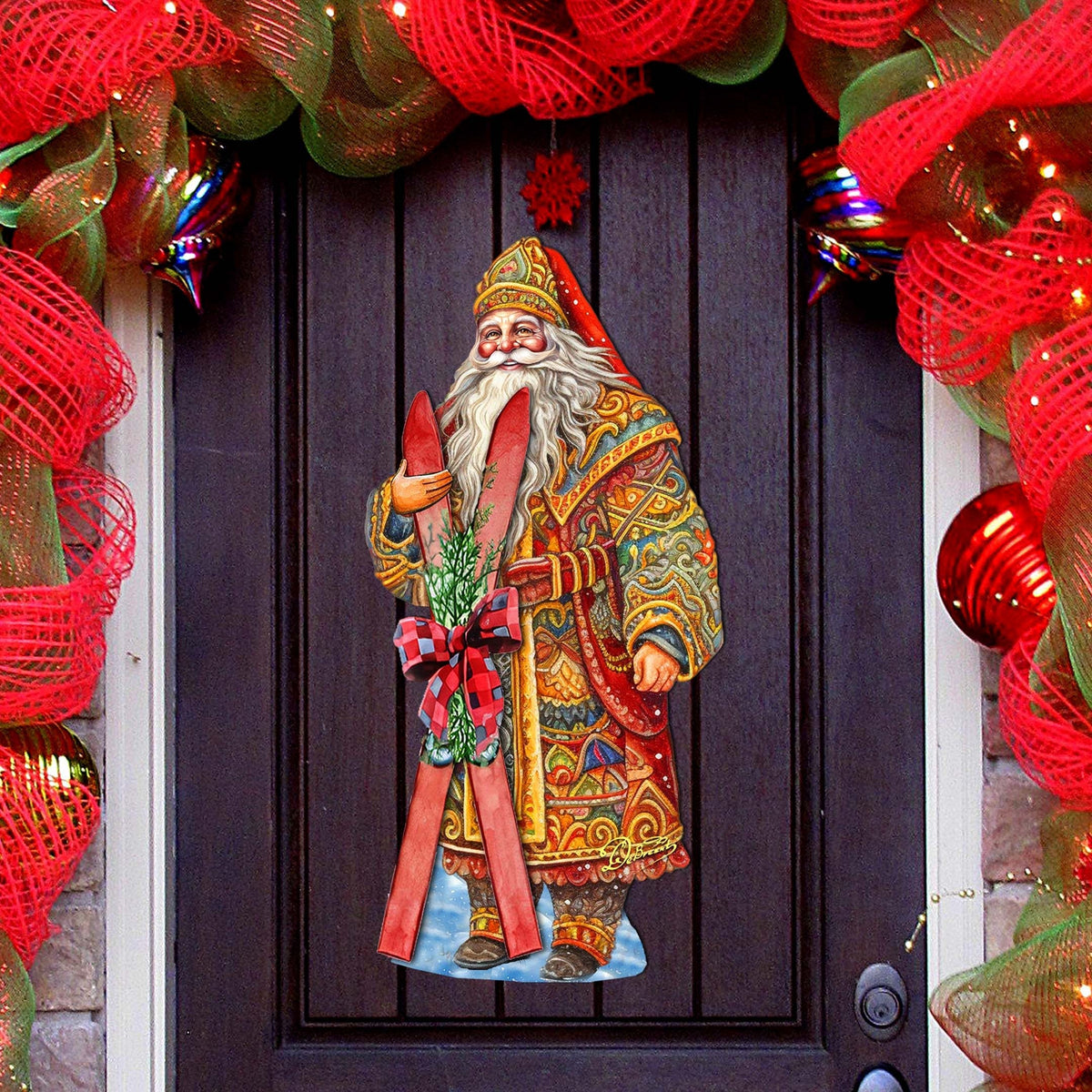 Santa's Skiing Adventure Holiday Door Decor