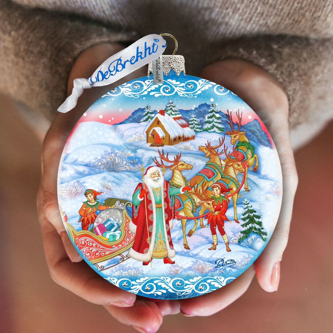 Christmas Is Coming Glass Ornament Set of 3 by G. DeBrekht - Christmas Santa Snowman Decor - 73741-S3