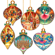 The Enchanted Nutcracker Suite Eco Wood Ornaments Set of 12 by G. DeBrekht - Christmas Décor - 8610103-S12