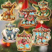 Carousel Animals Christmas Ornaments Set of 12