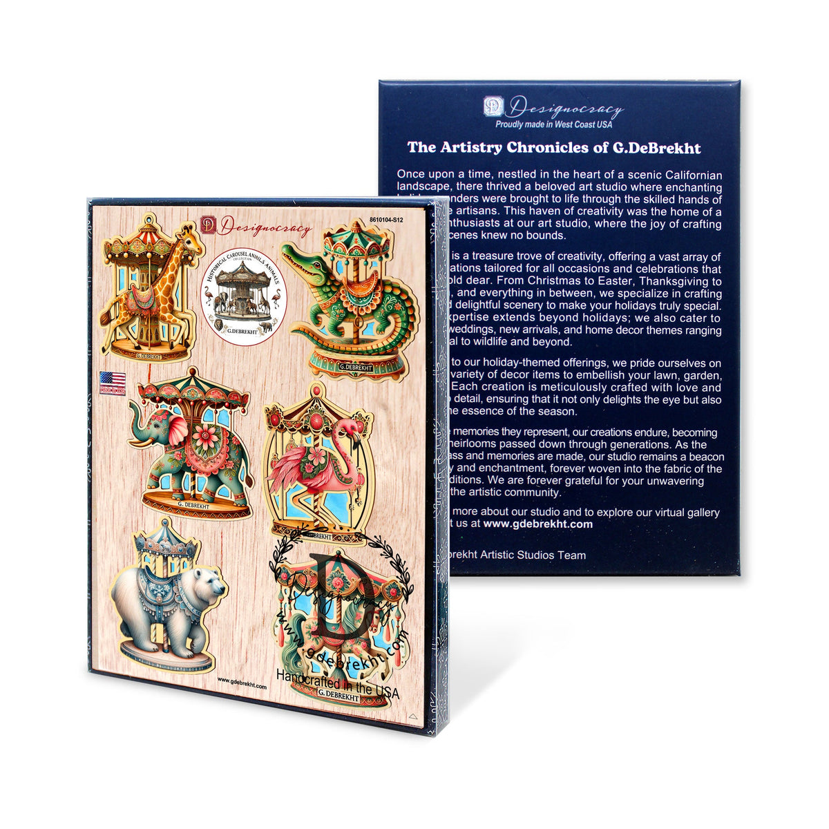 Carousel Animals Christmas Ornaments Set of 12