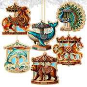 Carousel Animals Christmas Ornaments Set of 12