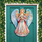 Blue Floral Angel Holiday Door Decor  by G. Debrekht - Christmas Decor - 8611024H