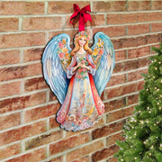 Blue Floral Angel Holiday Door Decor  by G. Debrekht - Christmas Decor - 8611024H
