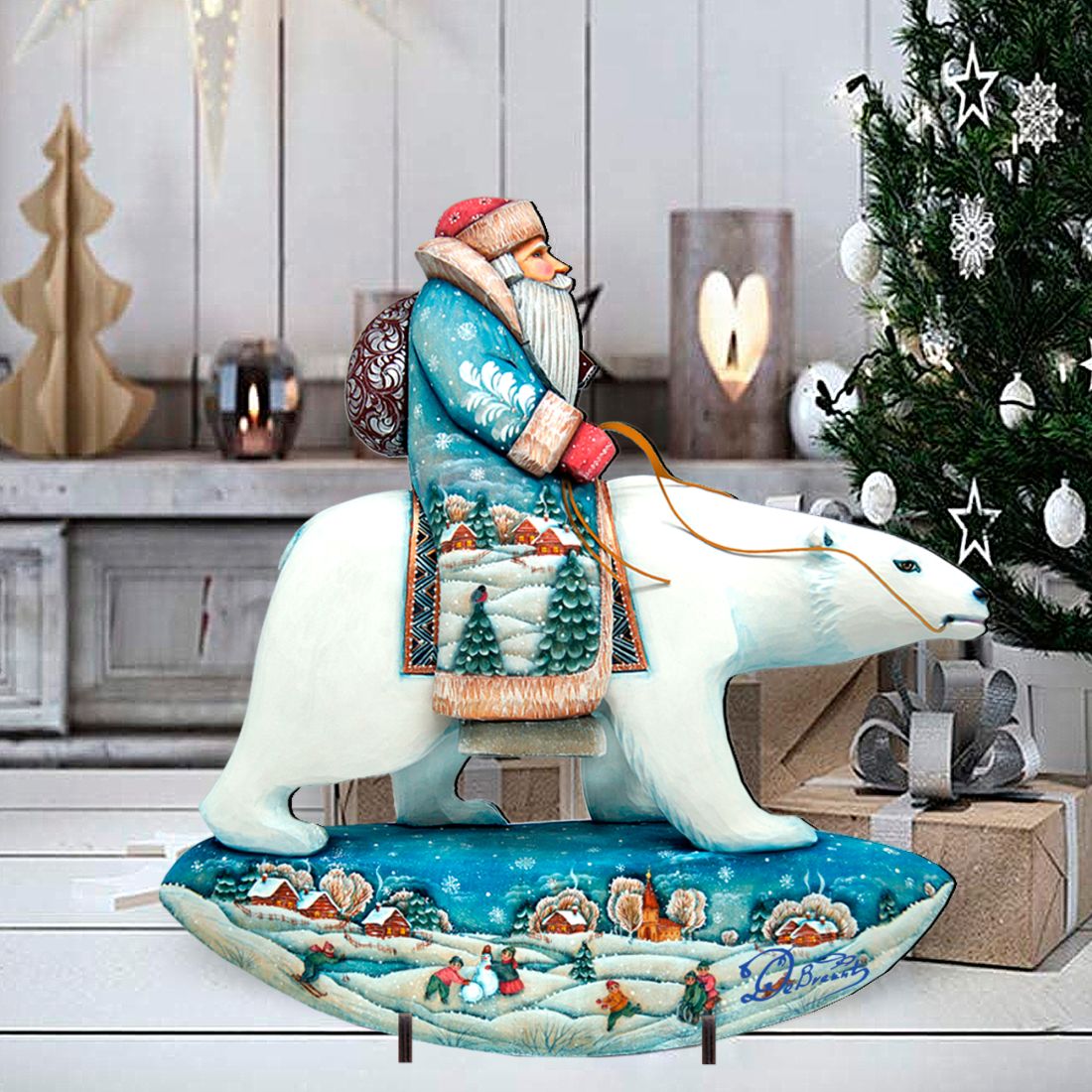 Polar Bear Santa Christmas Outdoor Scene