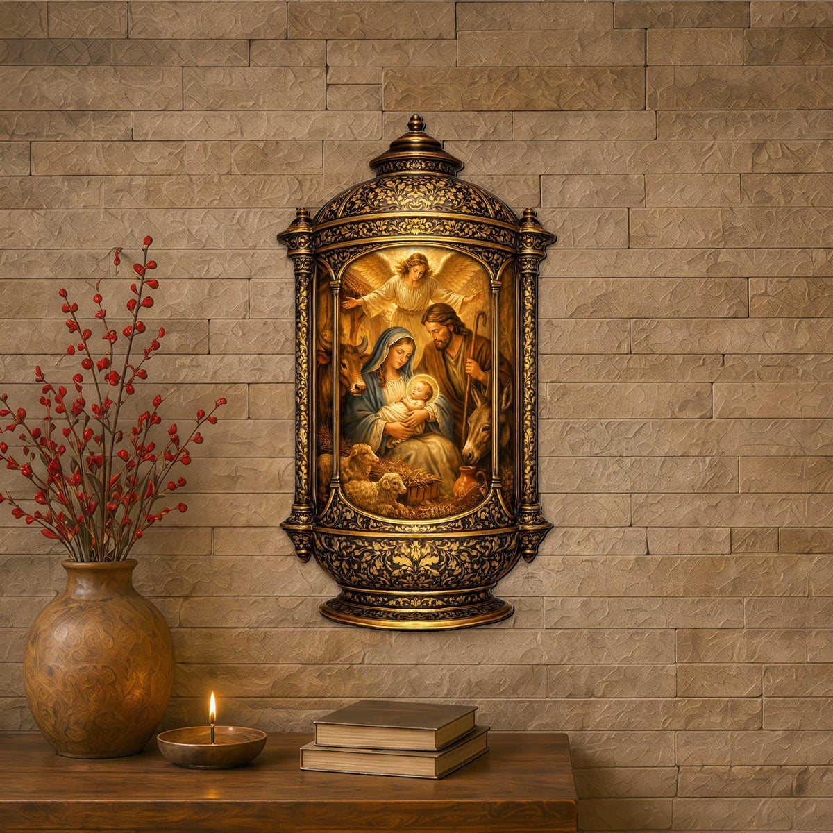 Nativity Scene Lantern Door Decor