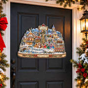 Twelve Days of Christmas Village Wooden Door Hanger – Holiday Wall Art by G. Debrekht - 8652911H