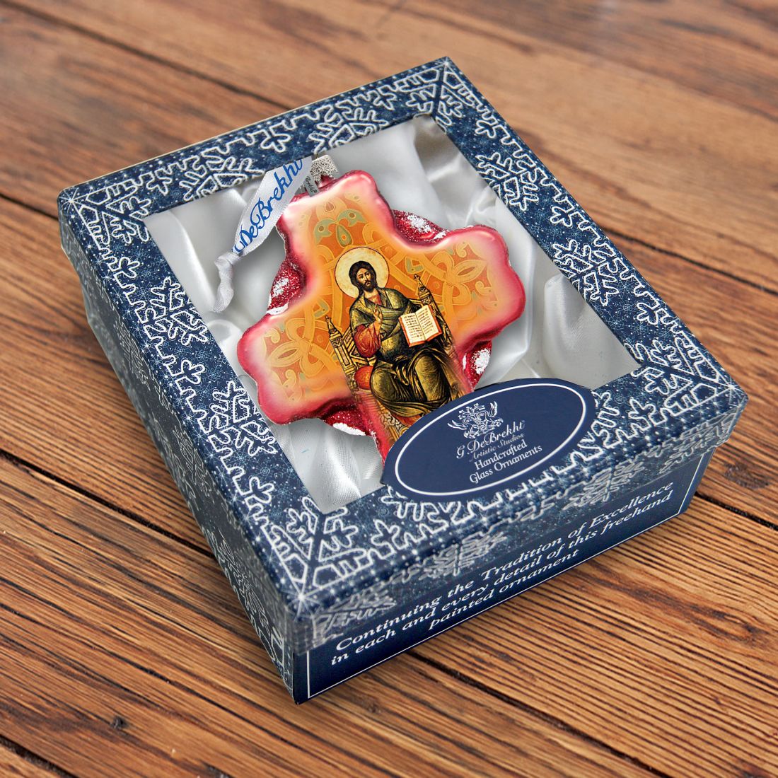 Jesus Cross Glass Ornament
