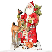 Woodland Frosty Santa Outdoor Christmas Scene by Susan Winget - Christmas Santa Snowman Decor - 8471105F-SW