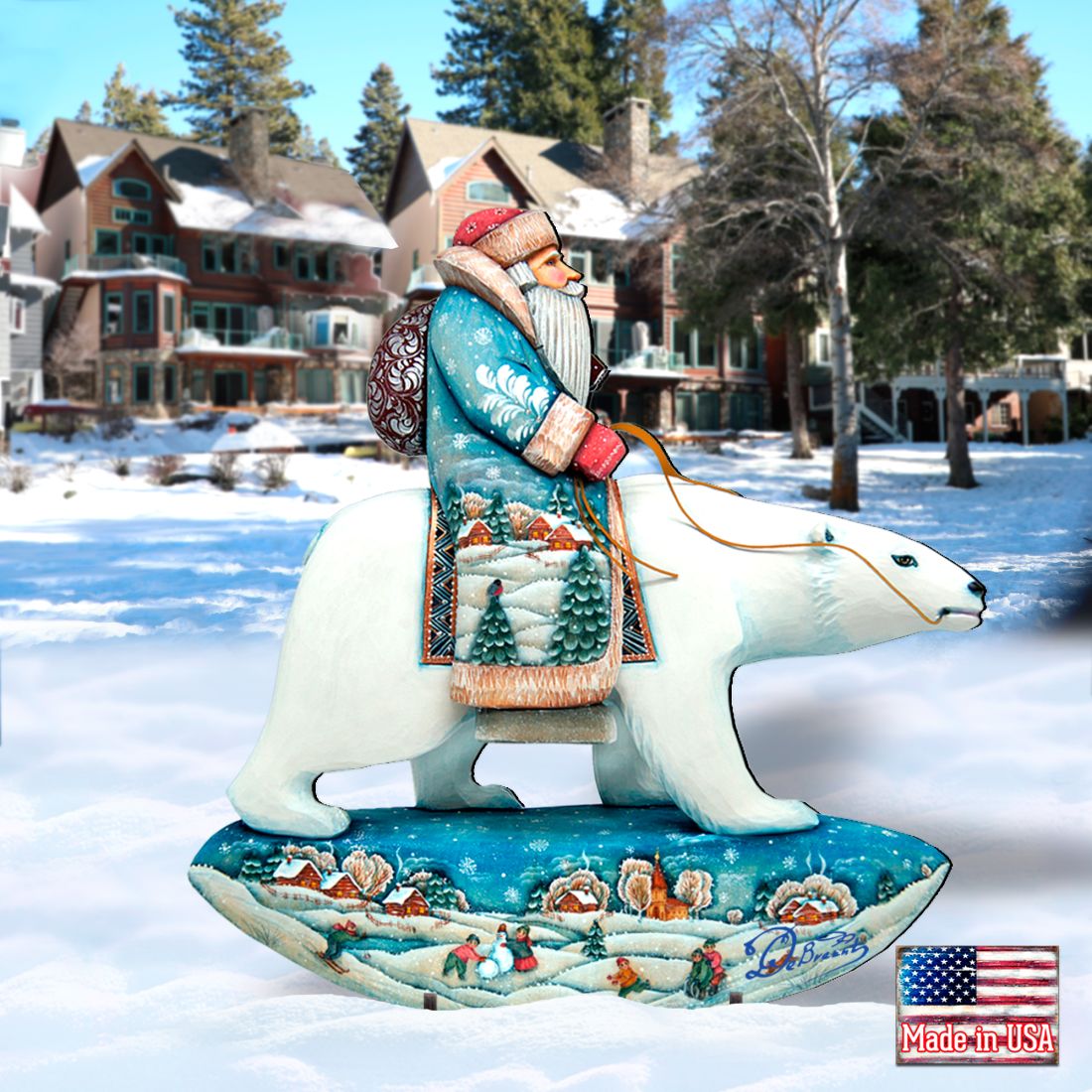 Polar Bear Santa Christmas Outdoor Scene