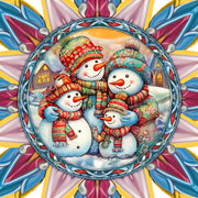 Snowman Family Star Tree Topper Wooden Decor