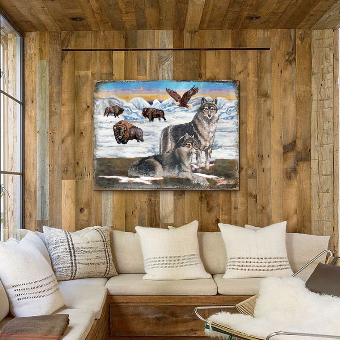 Winter Wolves Art Wooden Wall Art by Nature Wonders Christmas Decoration