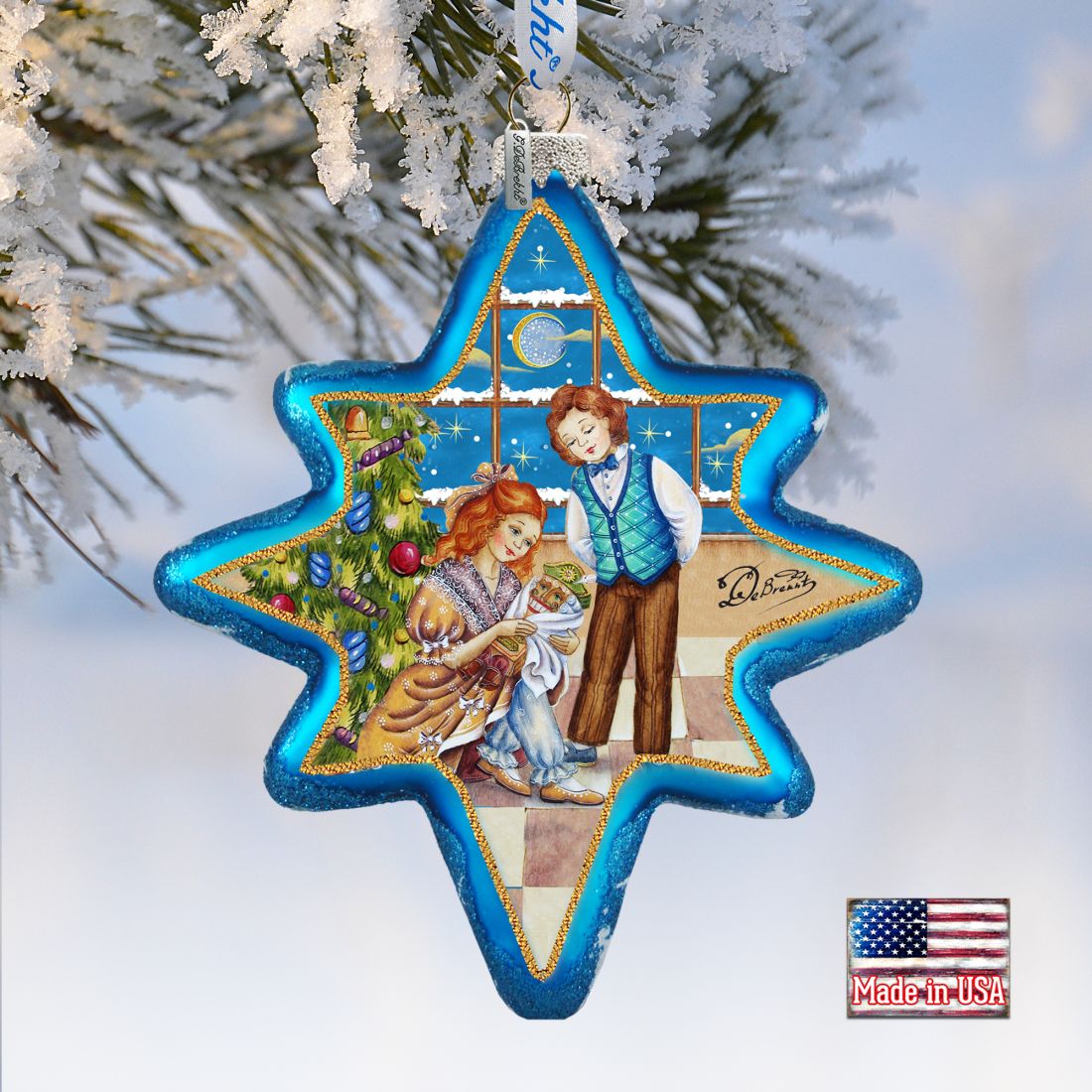 Nutcracker North Star Glass Ornament
