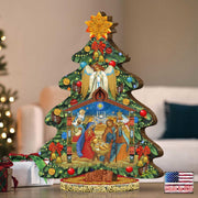 Story of Nativity Decorated Centerpiece Wooden Tree Figurine
