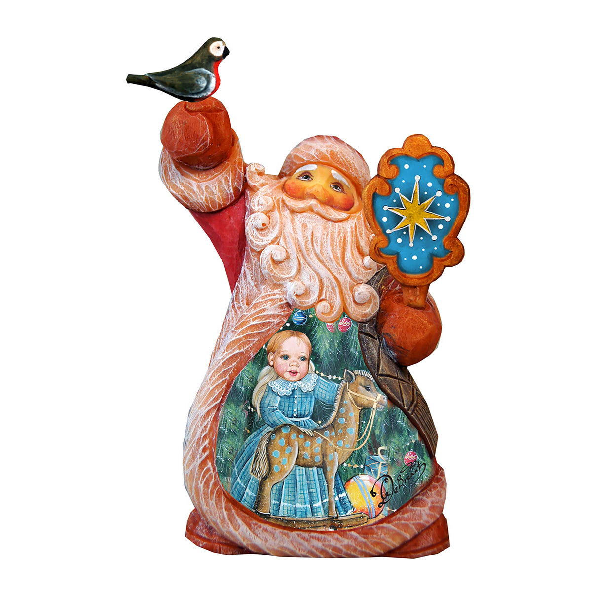 Rocking Horse Tiny Tale Santa Christmas Figurine by G. DeBrekht - Christmas Santa Snowman Decor - 561636