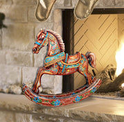 Enchanting Rocking Horse Limited Edition Wooden Figurine by G. Debrekht - Christmas Centerpiece Decor - 89308